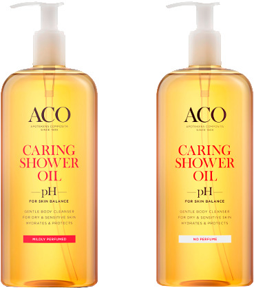Aco Caring Shower Oil 400 ml, hajusteeton tai hajustettu hellävarainen suihkuöljy