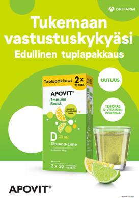 Apovit D-vitamiinipore 25mikrog sitruuna-lime tuplapakkaus 40 kpl