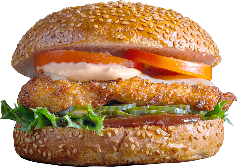 Crispy Chicken Burger ja valinnainen lisuke