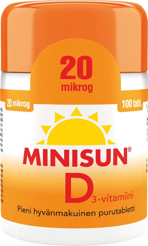 Minisun D-vitamiini 20 mikrogrammaa 100 tablettia