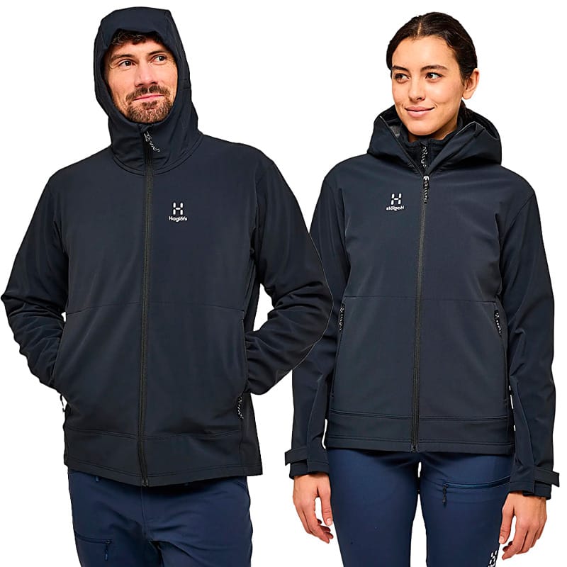 Haglöfs Chilly Softshell Hood. Tuulenpitävä ja vettähylkivä takki, sisällä microfleeceä, koot S-XXL.