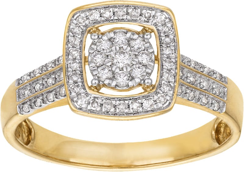 Keltakultainen timanttisormus yht. 0,22ct