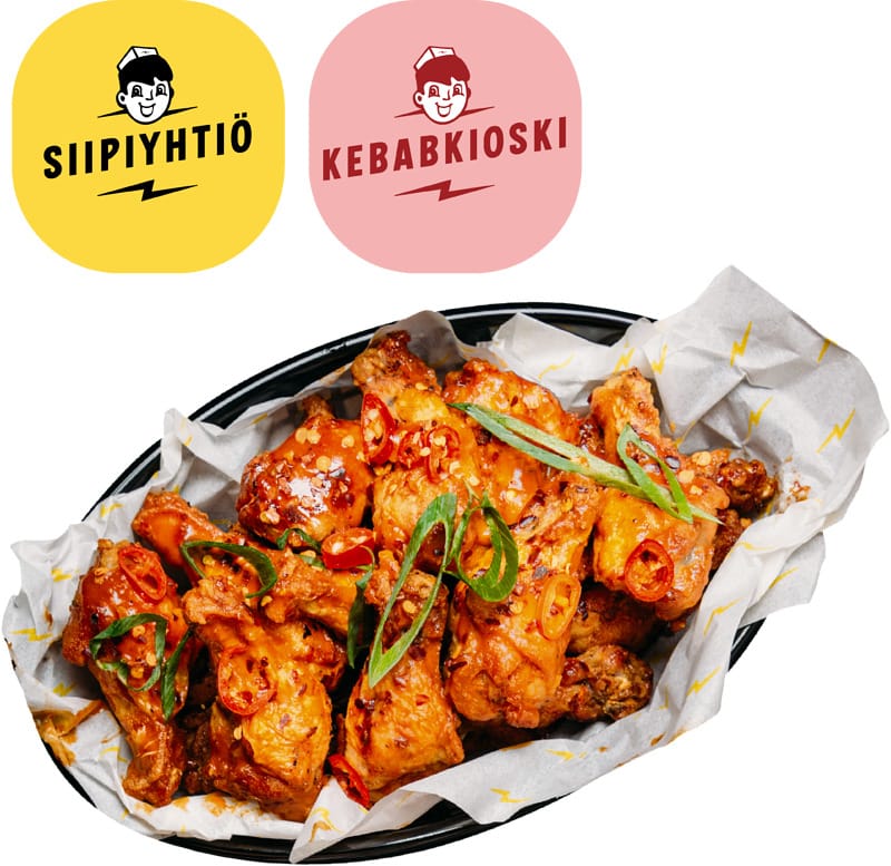 Ruokayhtiö broilerin siivet ja kebab-lämminruoka