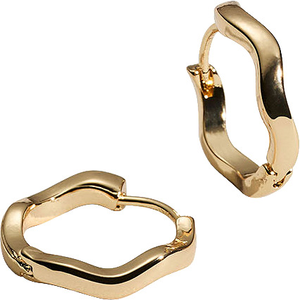 Pienet kullanväriset korvarenkaat, joissa aaltoileva muoto