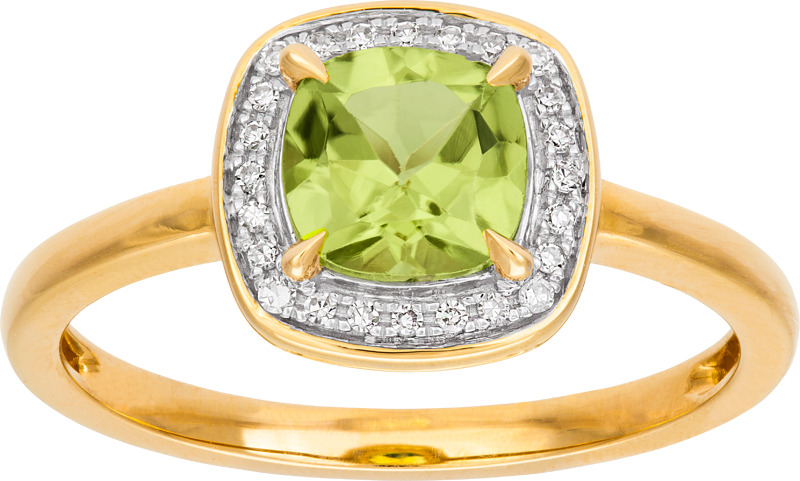 Timantti-peridoottisormus yht. 0,06ct 14K (20163028)