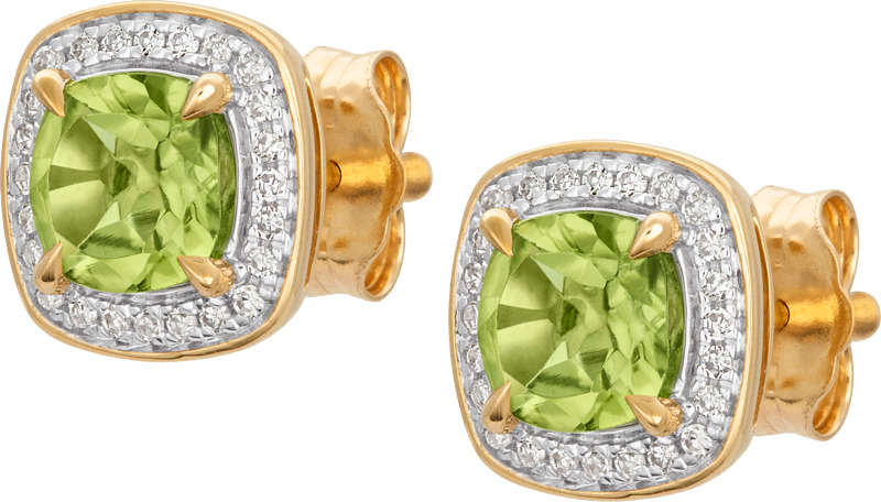 Timantti-peridoottikorvakorut yht. 0,10ct 14K (20163025)
