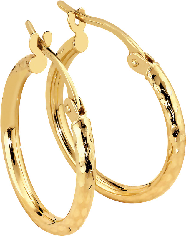 Kultaiset rengaskorvakorut, timanttileikkaus, 10 mm (20123076)