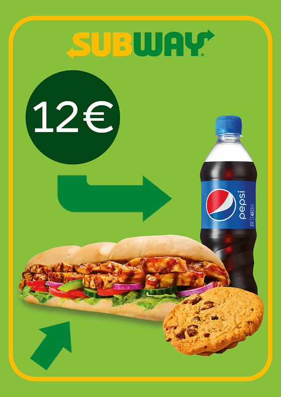 Kaikki 30 cm subiateriat, 0.5 l pullojuomalla ja lisukkeella.