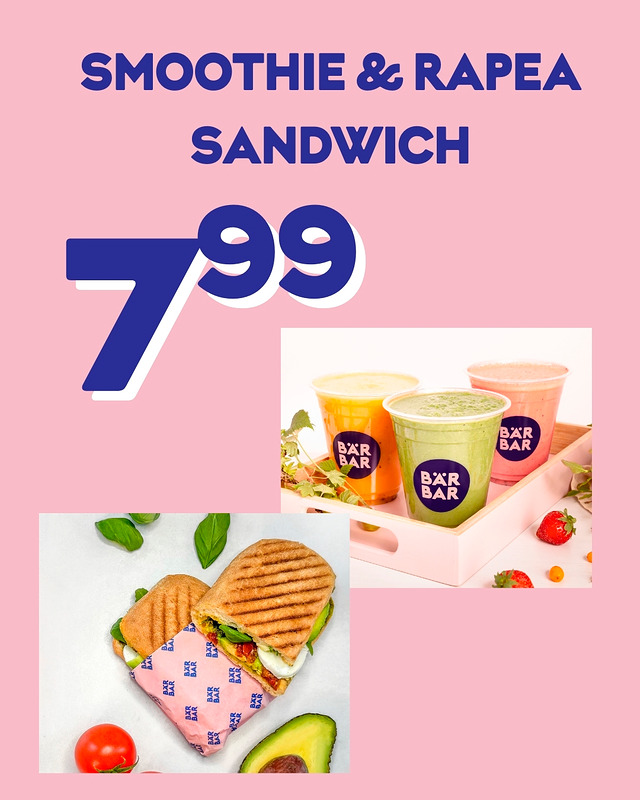 Ravitseva smoothie + rapea sandwich