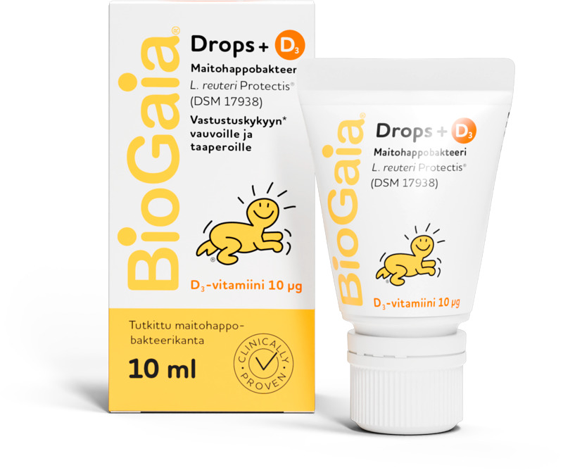 BioGaia Protectis Baby +D3 10 ml Maitohappobakteeritippa, sisältää myös D3-vitamiinia