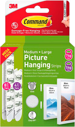 Command Value Pack M/L itsekiinnittyvät tauluripustimet (12 paria)