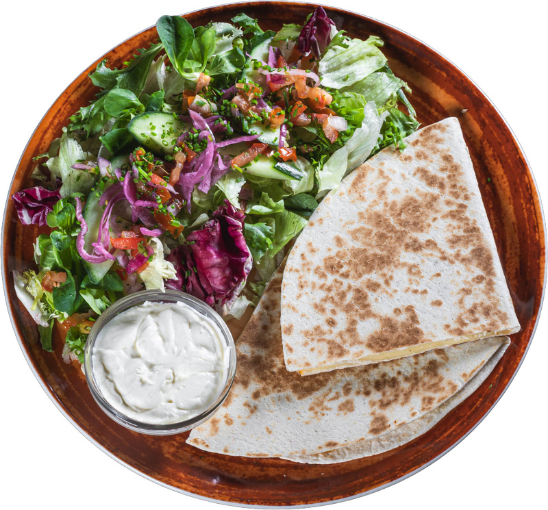 Quesadillas Cajun-kanalla ja lisukesalaatti