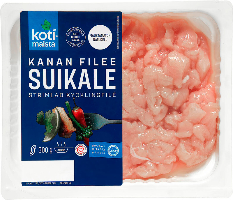 Kotimaista kanan fileesuikale, maustamaton 300 g, rajoitus 2 rs/tal, yksittäin 2,85 €
