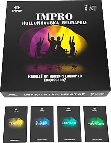 Impro - Hullunhauska Seurapeli. Porilaisten terapeuttien kehittämä lautapeli.